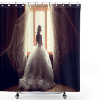 Personality  The Beautiful Bride Against A Window Indoors Shower Curtains