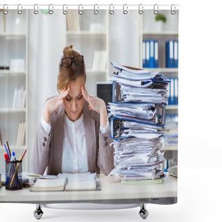 Personality  Businesswoman Very Busy With Ongoing Paperwork Shower Curtains