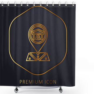 Personality  Address Golden Line Premium Logo Or Icon Shower Curtains