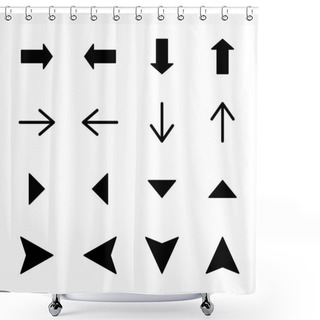 Personality  Black Arrows In Different Directions Isolated On White Shower Curtains