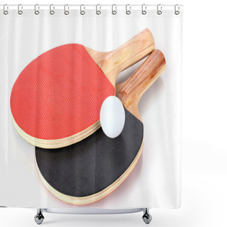 Personality  Ping-pong Rackets And Ball, Isolated On White Shower Curtains