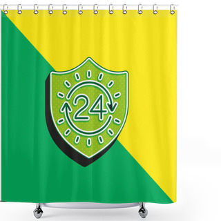 Personality  24 Hours Green And Yellow Modern 3d Vector Icon Logo Shower Curtains