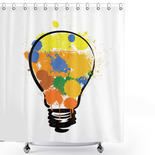 Personality  Bulb With Paint Shower Curtains