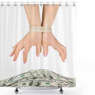 Personality  Money And Bound Hands Shower Curtains