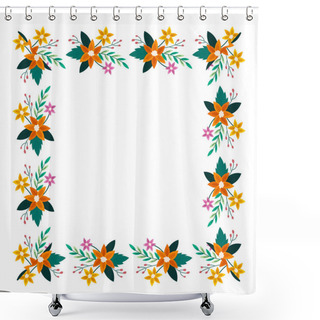 Personality  Vector Hand Drawn Spring Floral Frame Concept Shower Curtains