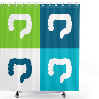 Personality  Big Intestines Flat Four Color Minimal Icon Set Shower Curtains
