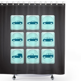 Personality  Car Icons Vector  Illustration  Shower Curtains