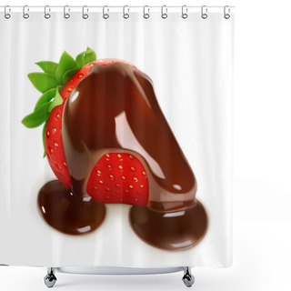 Personality  Strawberries In Chocolate, Vector Illustration Shower Curtains