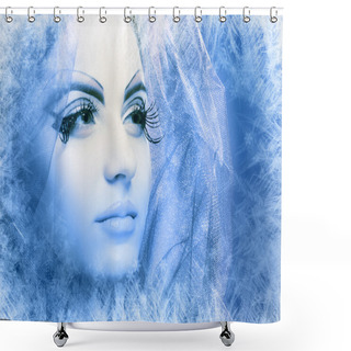 Personality  Woman With Silver Blue Ice Tint Shower Curtains