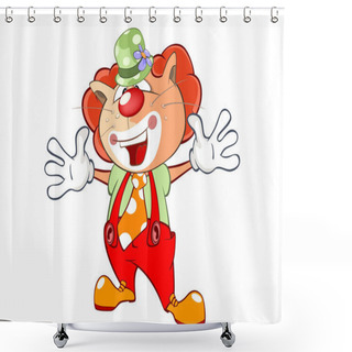 Personality  Cute Cat Clown. Cartoon Character Shower Curtains