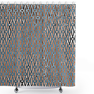 Personality  Geometric Texture Pattern With Watercolor Effect Shower Curtains
