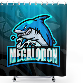 Personality  Vector Illustration Of Megalodon Mascot Esport Logo Design Shower Curtains