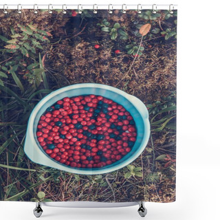 Personality  Bowl Of Lingonberries And Blueberries  Shower Curtains