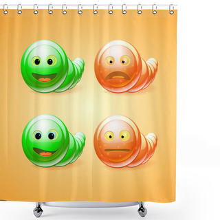 Personality  Green And Orange Funny Worms Shower Curtains