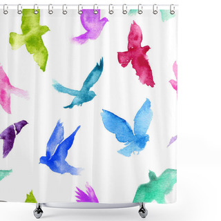 Personality  Watercolor Birds Shower Curtains