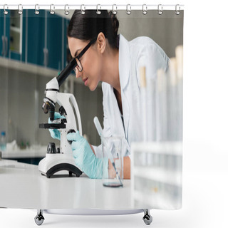 Personality  Scientist Working With Microscope   Shower Curtains