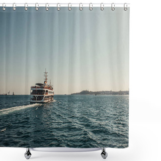 Personality  Floating Touristic Ship In Bosphorus Strait  Shower Curtains