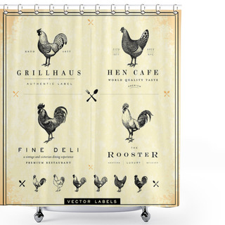 Personality  Vector Restaurant And Chicken Logo Set Shower Curtains