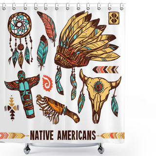Personality  Native Americans Decorative Icon Set Shower Curtains