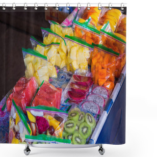 Personality  Mixed Tropical Fruit In Bags At Farmers Market In Hawaii Shower Curtains