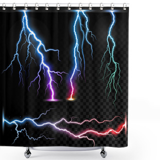 Personality  Vector Realistic Lightnings Thunderbolt Shower Curtains