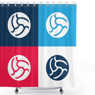 Personality  Ball Blue And Red Four Color Minimal Icon Set Shower Curtains