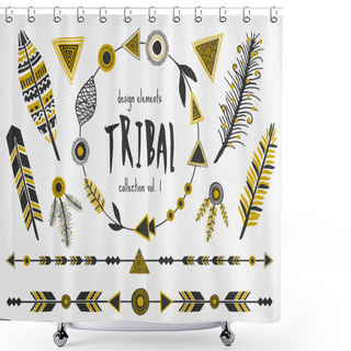 Personality  Tribal Design Elements Collection Shower Curtains