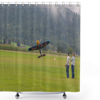 Personality  Model Aircraft Of RedBull In Aerobatics Shower Curtains