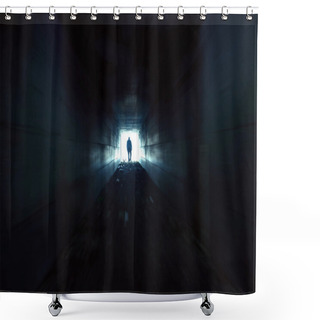 Personality  The Man Who Quickly Through The Tunnel Toward The Light Shower Curtains
