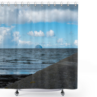 Personality  Looking Along The Girvan Harbour Wall Over To Ailsa Craig On The South Ayrshire Coast Shower Curtains