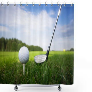 Personality  Playing Golf. Club And Ball On Tee Shower Curtains