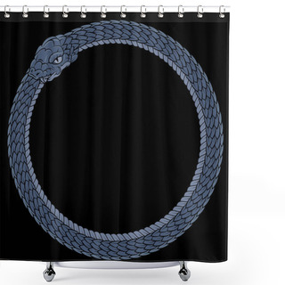 Personality  Vintage Style Design. A Coiled Ouroboros Snake Biting Its Own Tail. Shower Curtains