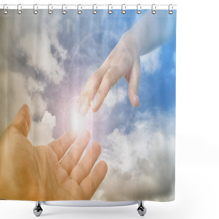Personality  God's Saving Hand Reaching Fot The Faithful Shower Curtains
