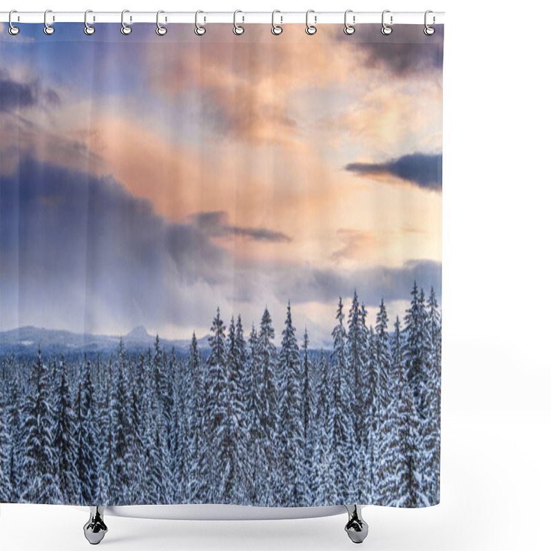 Personality  Winter Sunset With Trees Shower Curtains