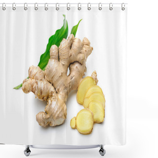 Personality  Ginger Root With Leaves Shower Curtains