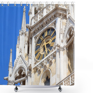 Personality  Detail Of Zagreb's Cathedral Clock Shower Curtains