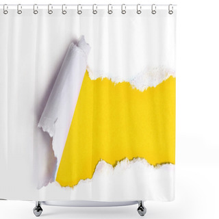 Personality  Torn Paper With Yellow Background Shower Curtains