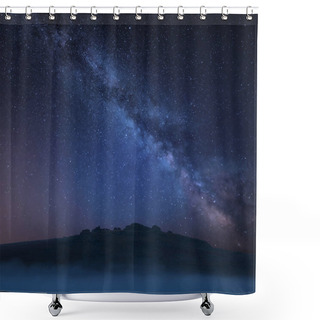 Personality  Stunning Vibrant Milky Way Composite Landscape Image Over The Tors In Dartmoor Revealing Peaks Through The Mist Shower Curtains