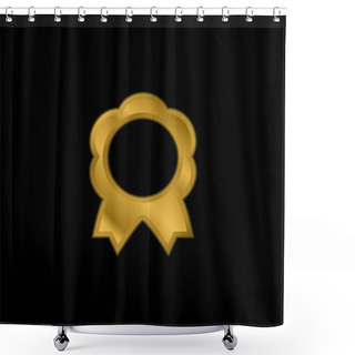 Personality  Award Medal Of Flower Shape With Ribbon Tails Gold Plated Metalic Icon Or Logo Vector Shower Curtains