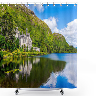 Personality  Kylemore Abbey With Reflection In Lake At The Foot Of A Mountain, Connemara, Ireland Shower Curtains