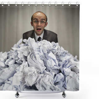 Personality  Surprised Businessman Reaches Out From Crumpled Papers Shower Curtains