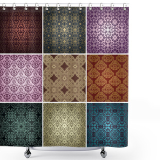 Personality  Set Of 9 Seamless Patterns. Shower Curtains