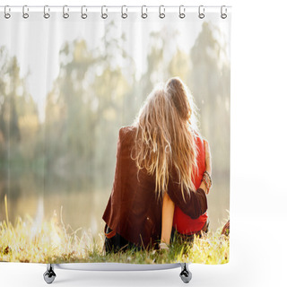 Personality  Two Women Rear View Shower Curtains