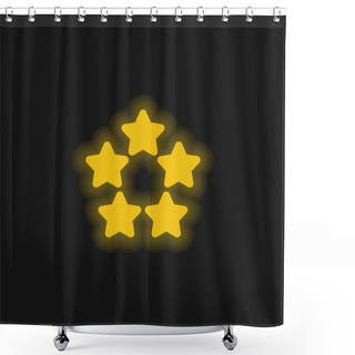 Personality  5 Stars Yellow Glowing Neon Icon Shower Curtains