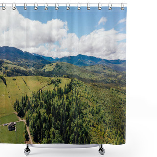 Personality  Aerial View Of House Near Forest In Arezzo Province, Italy Shower Curtains