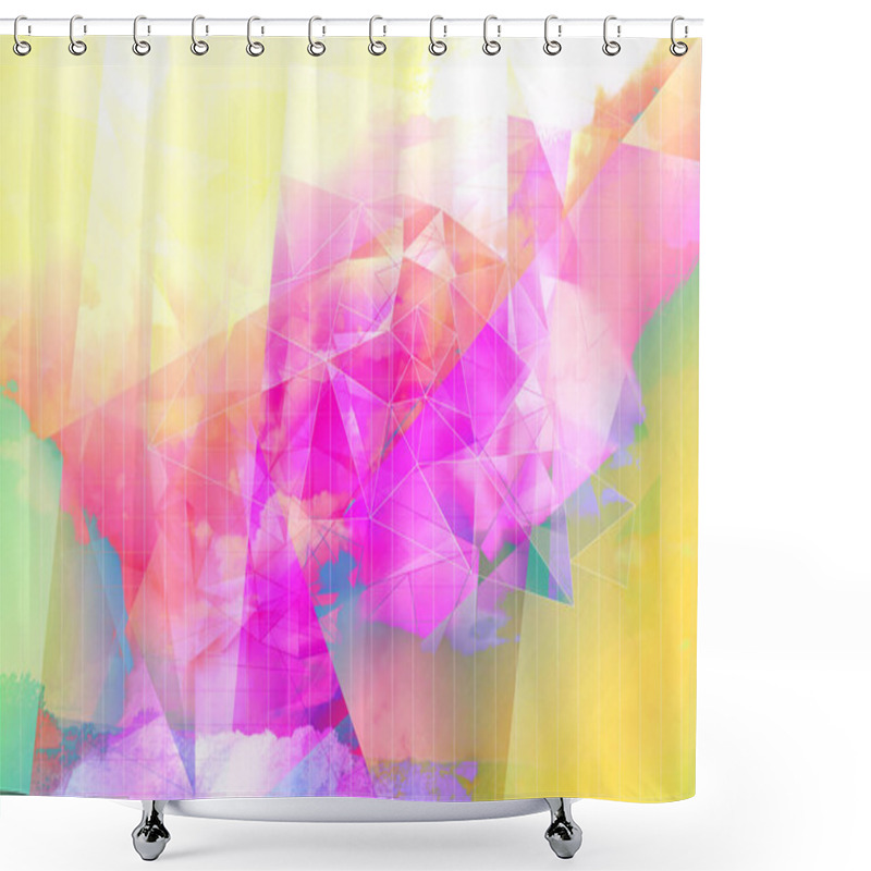 Personality  Bright abstract triangles blue background. shower curtains