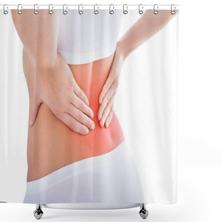 Personality  Woman Suffering From Back Pain Shower Curtains