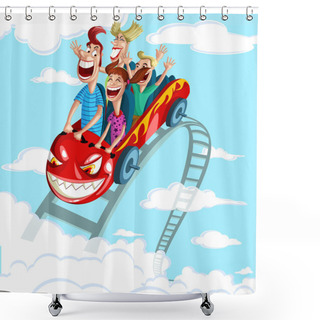 Personality  Happy Family Having Fun Ride Shower Curtains