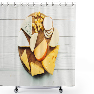 Personality  Assorted Types Of Cheese On Cutting Board Shower Curtains