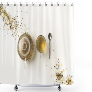 Personality  Herbal Tea In Cup And Kettle Shower Curtains